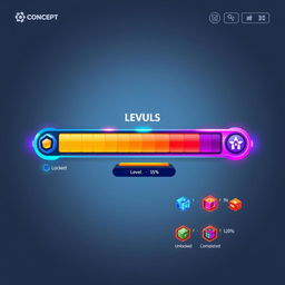 A detailed concept design for a level progress bar in a video game user interface