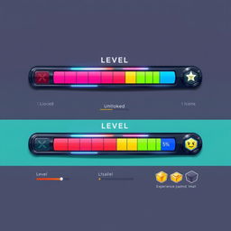 A detailed concept design for a level progress bar in a video game user interface