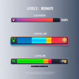 A detailed concept design for a level progress bar in a video game user interface