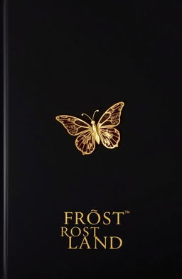 A black plain cover featuring a delicate golden butterfly elegantly positioned on its binding