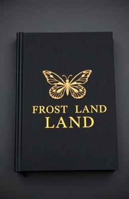 A black plain book cover featuring a beautifully designed golden shining butterfly positioned elegantly on the binding