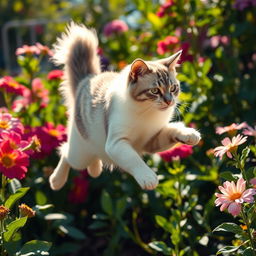 A stunning and elegant portrayal of a graceful feline in motion, capturing the sleek lines and fluid movements of the cat
