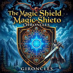 A fantastical book cover design for 'The Magic Shield Chronicles'