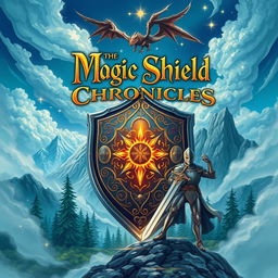 A fantastical book cover design for 'The Magic Shield Chronicles'