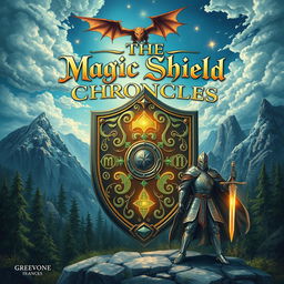 A fantastical book cover design for 'The Magic Shield Chronicles'