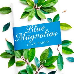 A captivating novel cover for 'Blue Magnolias' by Juan Pablo