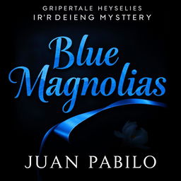 A gripping murder mystery novel cover for 'Blue Magnolias' by Juan Pablo