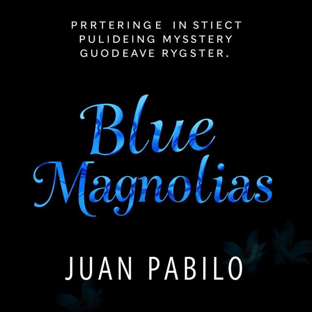 A gripping murder mystery novel cover for 'Blue Magnolias' by Juan Pablo