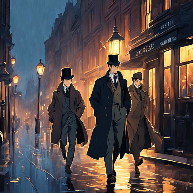 Studio Ghibli-style animation of Sherlock Holmes and Dr