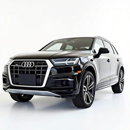 A totally black Audi Q7 positioned on a clean white background