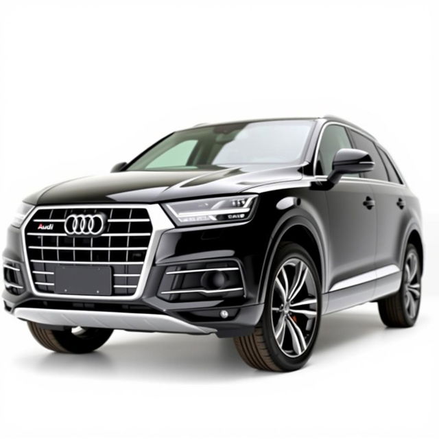 A totally black Audi Q7 positioned on a clean white background