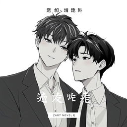 A captivating book cover illustration that features two male characters inspired by Choi Yeonjun and Kang Taehyun from TXT