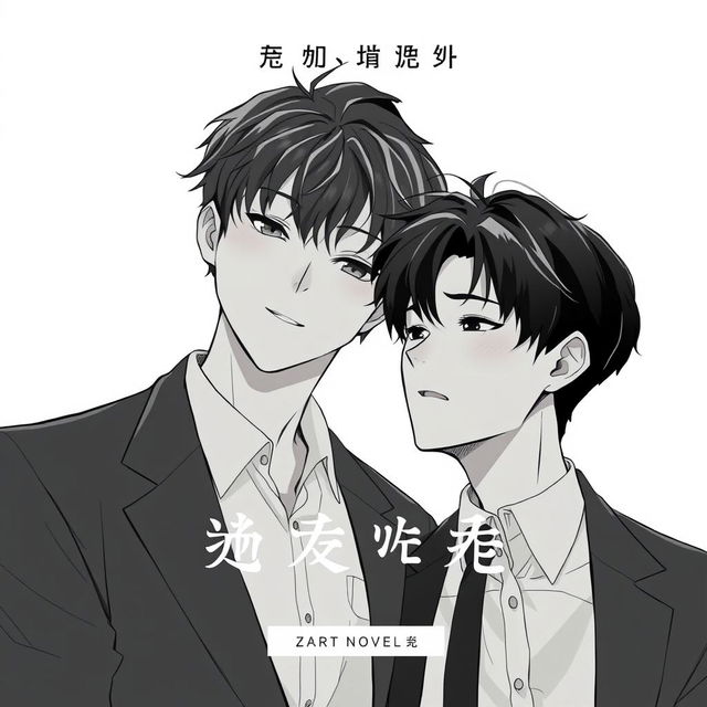 A captivating book cover illustration that features two male characters inspired by Choi Yeonjun and Kang Taehyun from TXT