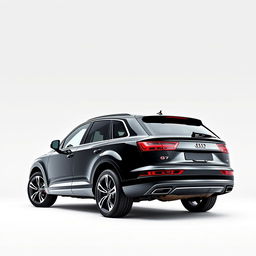 A sleek, totally black Audi Q7 viewed from the side, showcasing its elegant lines and luxury design