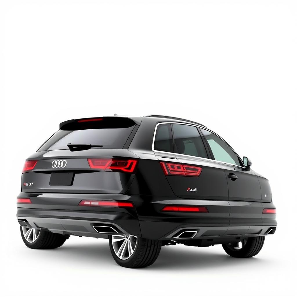 A sleek, totally black Audi Q7 viewed from the side, showcasing its elegant lines and luxury design