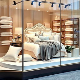 A window display design for a bedding store that captivates customers