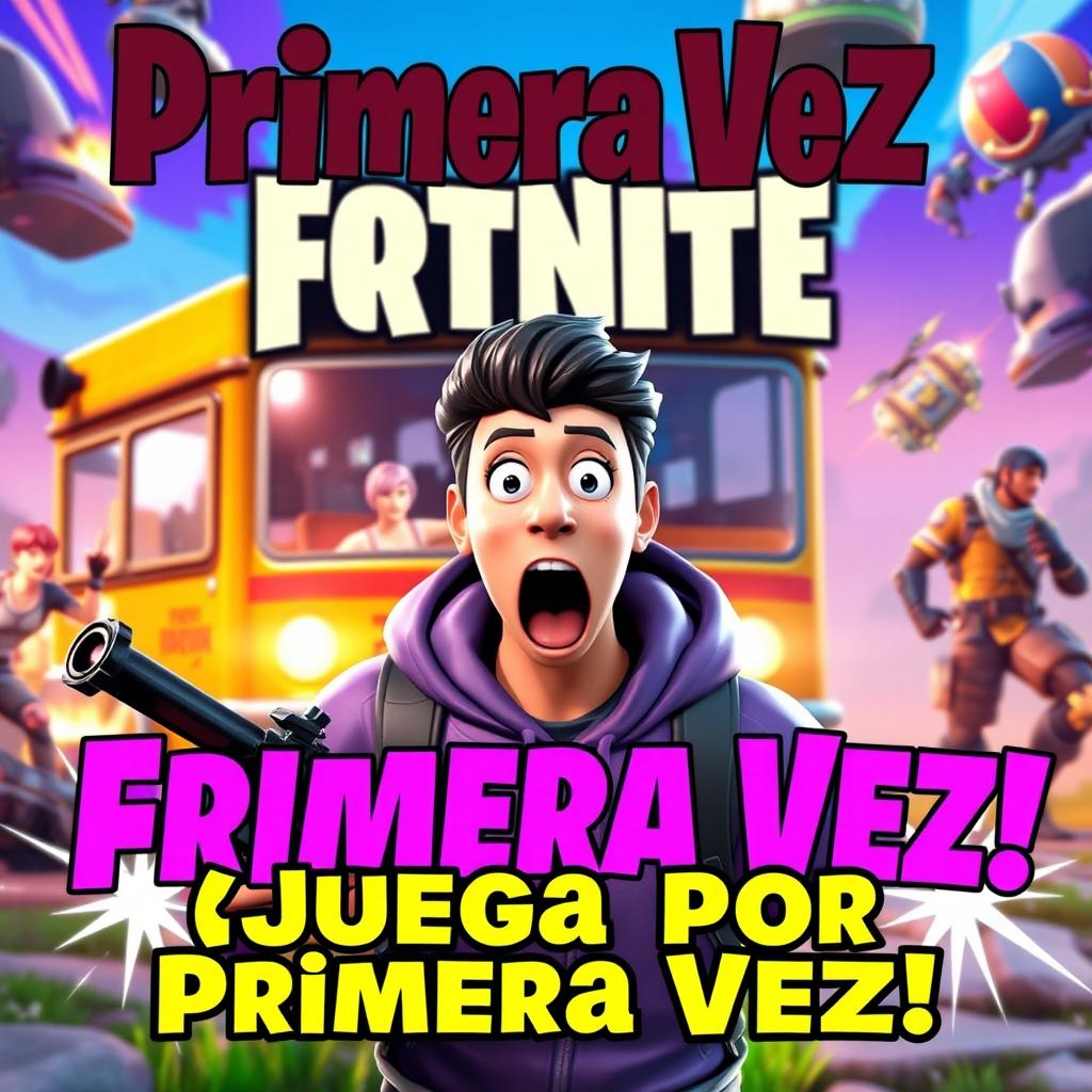 A captivating thumbnail for a Fortnite video titled 'Primera Vez en el Modo Recarga'