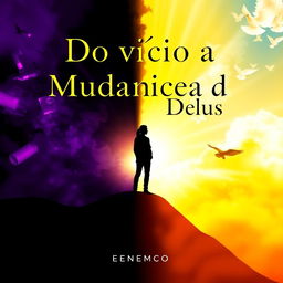 A book cover design for 'Do vício a Mudança de Deus', featuring a vibrant transformation theme