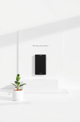 A minimalist aesthetic marketing design, featuring clean lines and ample white space, showcasing a sleek product display