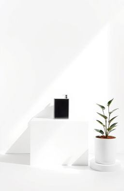 A minimalist aesthetic marketing design, featuring clean lines and ample white space, showcasing a sleek product display