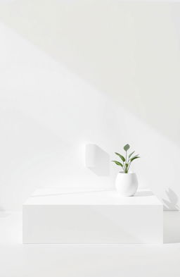 A minimalist aesthetic marketing design, featuring clean lines and ample white space, showcasing a sleek product display