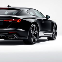 A sleek, totally black Audi RS viewed from the entire right side