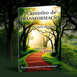 A captivating book cover featuring the title 'Caminho de Transformação' in bold, elegant typography at the top