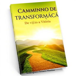 A captivating book cover for a title "Caminho de Transformação" with the subtitle "De vício a Vitória"