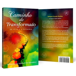 Book cover design for a novel titled 'Caminho de Transformacao', featuring the subtitle 'De vício a Vitoria'