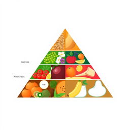 An illustration depicting a rectangle divided into eight non-equal sections, inspired by the food pyramid