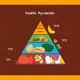 An illustration depicting a rectangle divided into eight non-equal sections, inspired by the food pyramid