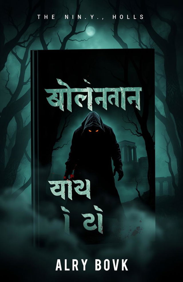 A chilling book cover design for a horror-thriller story titled 'পড়া মুখের ছায়া'