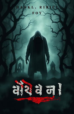 A chilling book cover design for a horror-thriller story titled 'পড়া মুখের ছায়া'