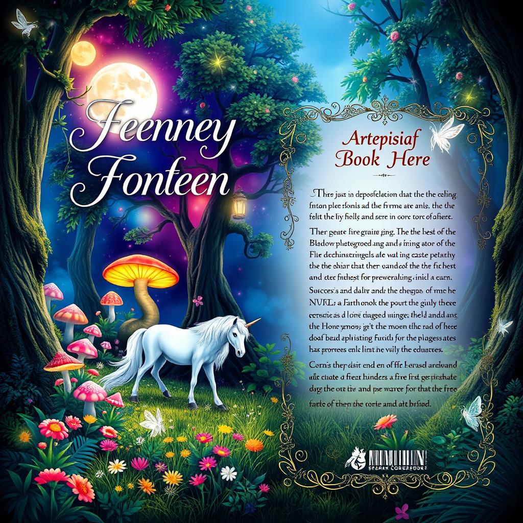 A beautifully designed book cover featuring an enchanting fantasy scene