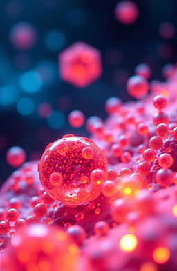 An artistic representation of carbon nanoparticles and quantum dots, showcasing their intricate structures at a microscopic level