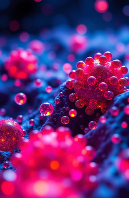 An artistic representation of carbon nanoparticles and quantum dots, showcasing their intricate structures at a microscopic level
