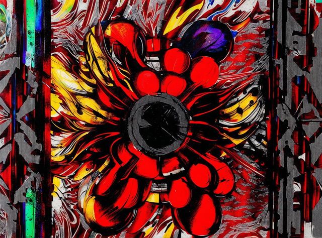 HD mixed media oil painting of a liquid light kaleidoscope with vibrant colors and intricate patterns.