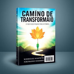 A book cover design featuring the title 'CAMINHO DE TRANSFORMAÇÃO' prominently displayed at the top in a bold, modern font
