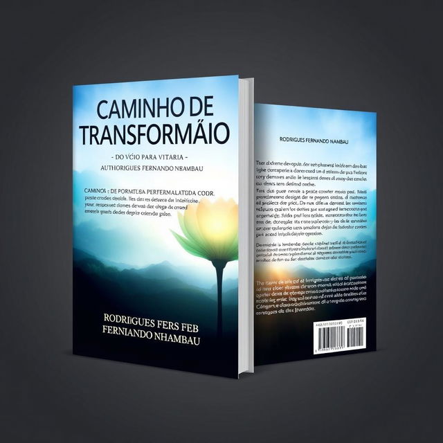 A book cover design featuring the title 'CAMINHO DE TRANSFORMAÇÃO' prominently displayed at the top in a bold, modern font