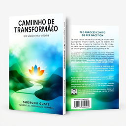 A book cover design featuring the title 'CAMINHO DE TRANSFORMAÇÃO' prominently displayed at the top in a bold, modern font