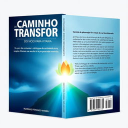 A book cover design featuring the title 'CAMINHO DE TRANSFORMAÇÃO' prominently displayed at the top in a bold, modern font