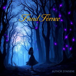 A captivating book cover design featuring a mystical forest at dusk