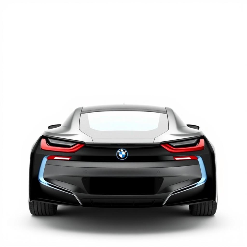 A stunning black BMW I7 viewed from a 3/4 angle from the rear, showcasing its sleek lines and modern design