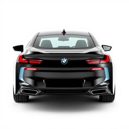 A stunning black BMW I7 viewed from a 3/4 angle from the rear, showcasing its sleek lines and modern design