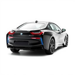 A stunning black BMW I7 viewed from a 3/4 angle from the rear, showcasing its sleek lines and modern design