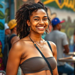 A beautiful Brazilian woman exemplifying the rich multicultural diversity of Brazil, featuring a blend of Afro-Brazilian, Indigenous, European, and Asian traits