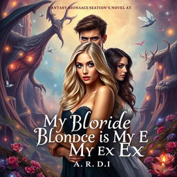 A captivating book cover for a fantasy romance novel titled "My Blonde is My Ex" by A