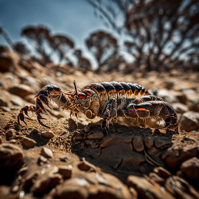 Ground level shot of a scorpion in the Australian outback.