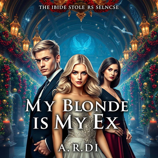 A captivating book cover for a fantasy romance novel titled "My Blonde is My Ex" by A