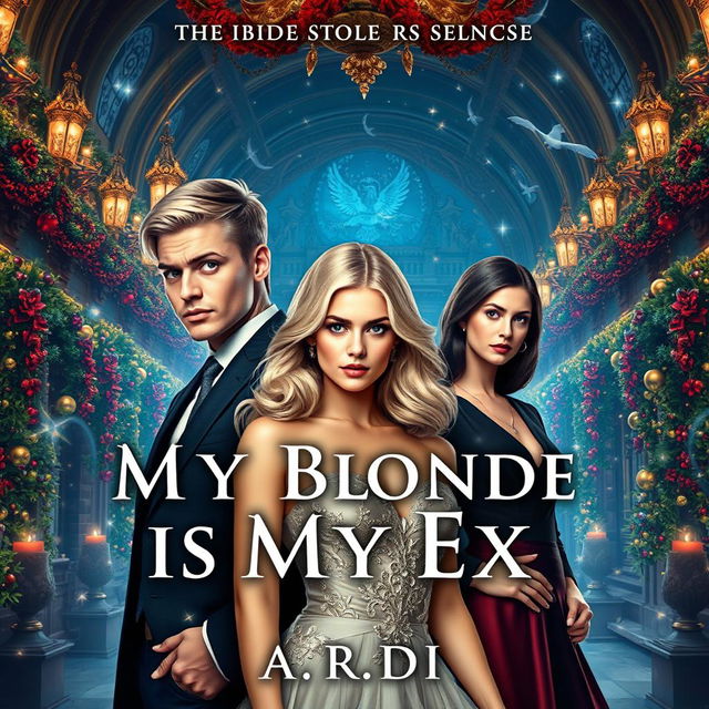 A captivating book cover for a fantasy romance novel titled "My Blonde is My Ex" by A